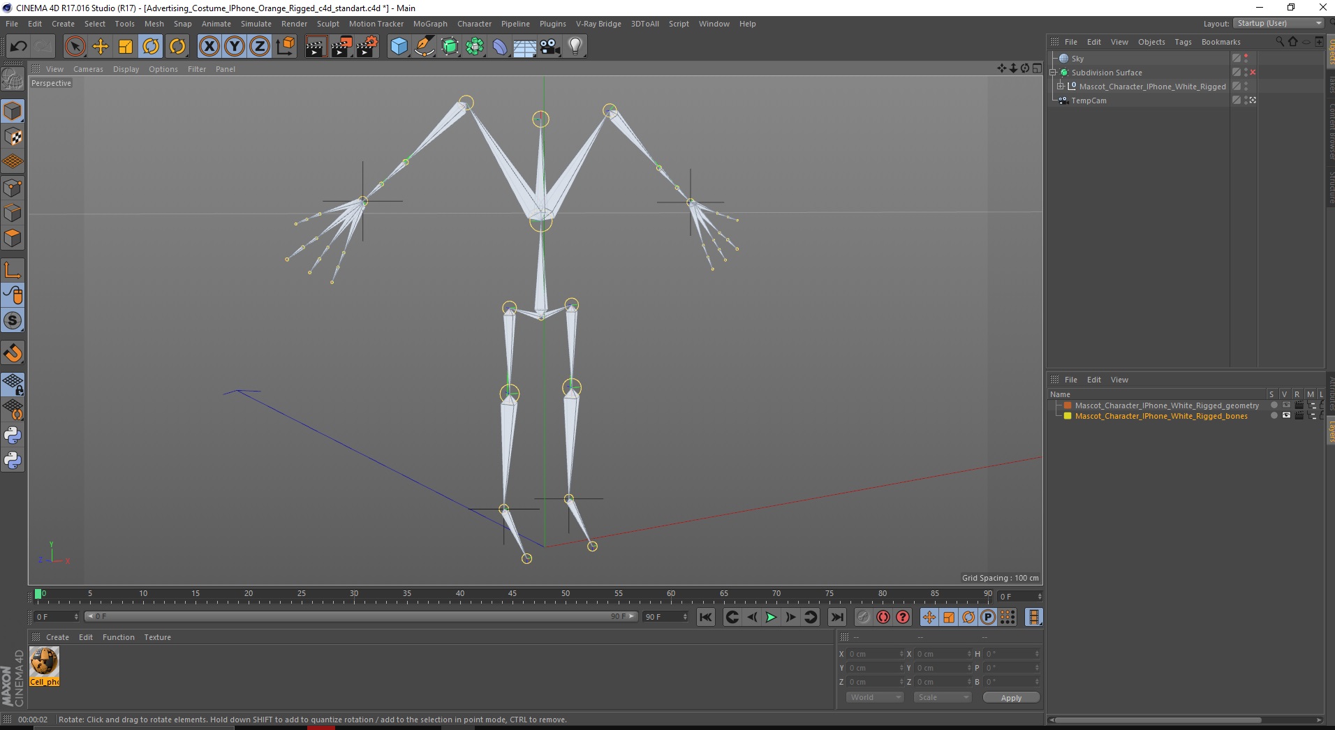 Advertising Costume IPhone Orange Rigged for Cinema 4D 3D model