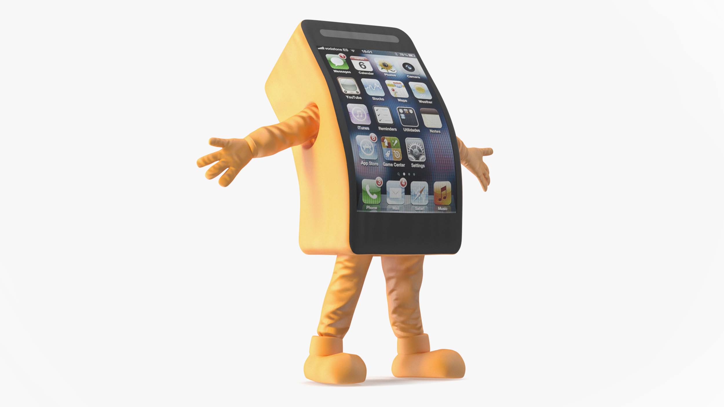 Advertising Costume IPhone Orange Rigged for Cinema 4D 3D model