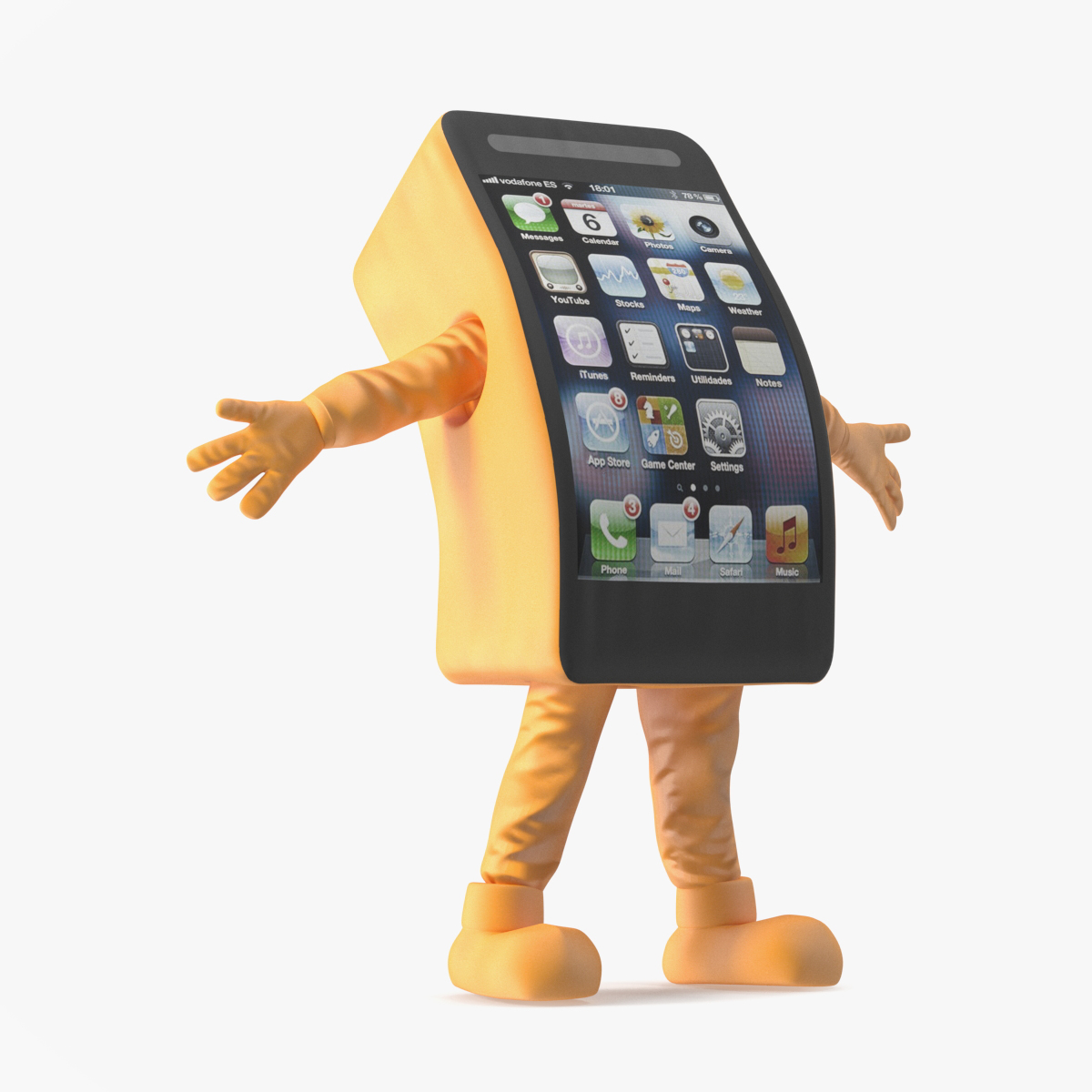 Advertising Costume IPhone Orange Rigged for Cinema 4D 3D model