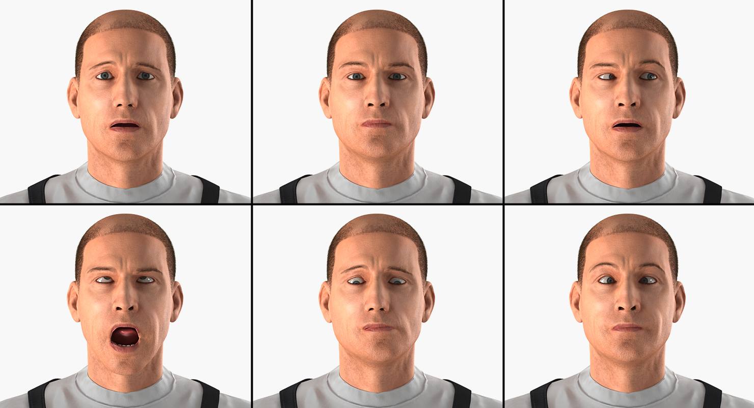 3D Worker Wearing Black Overalls Suit Rigged
