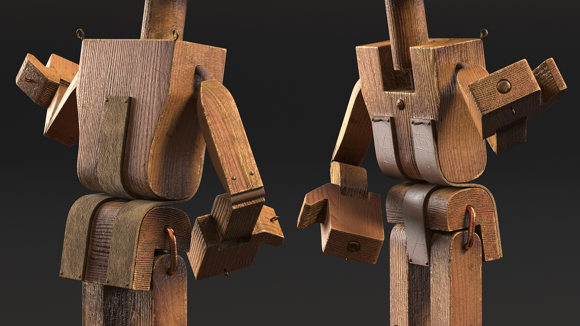 3D Dirty Wood Character Shows