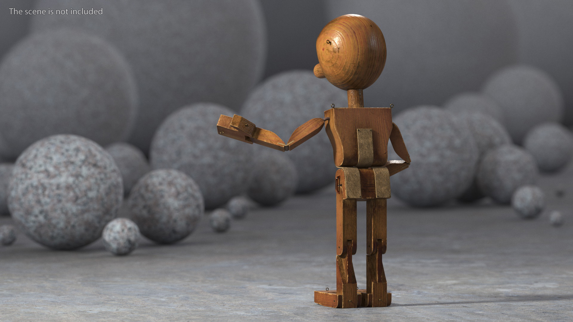 3D Dirty Wood Character Shows