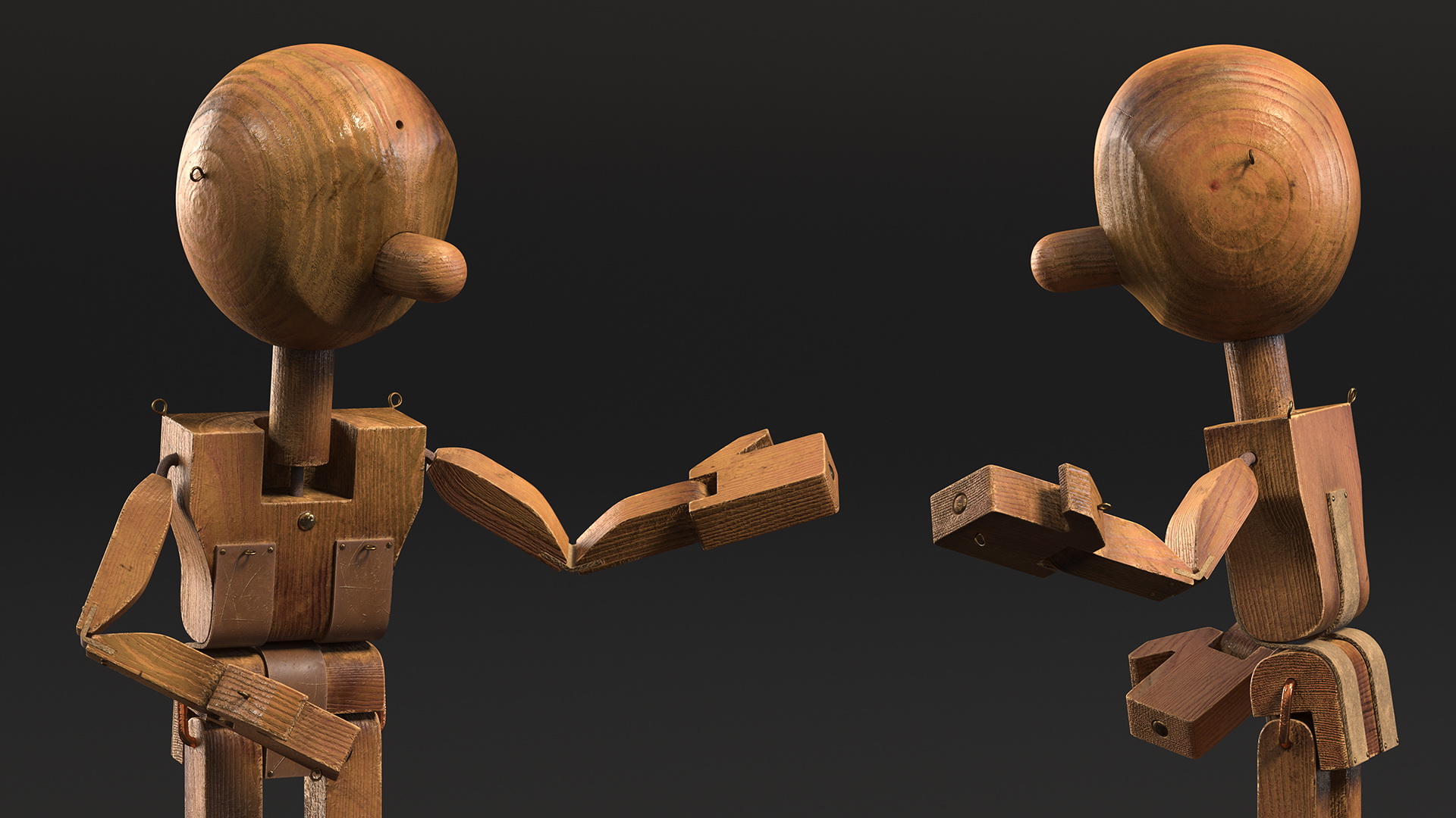 3D Dirty Wood Character Shows