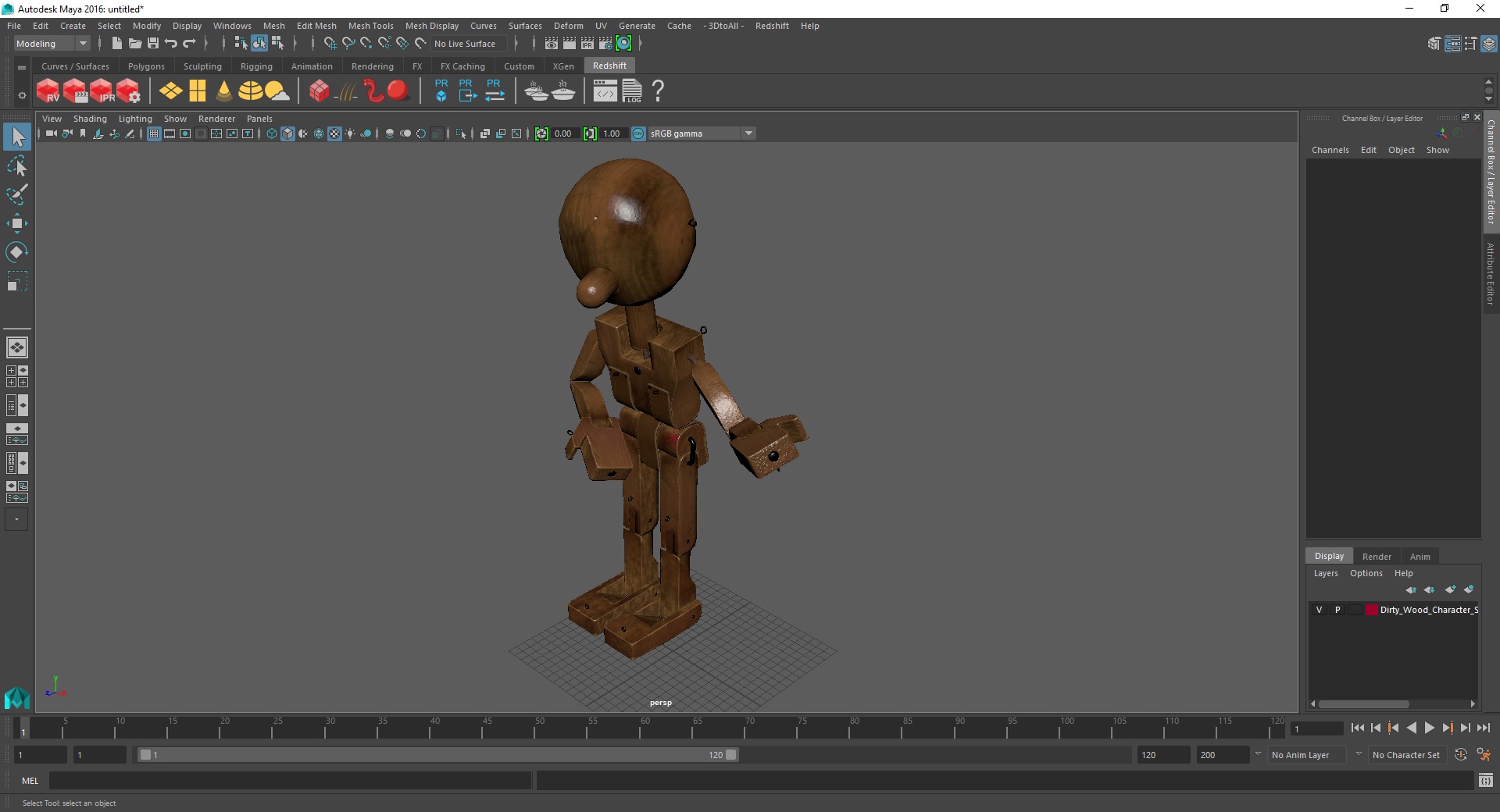 3D Dirty Wood Character Shows