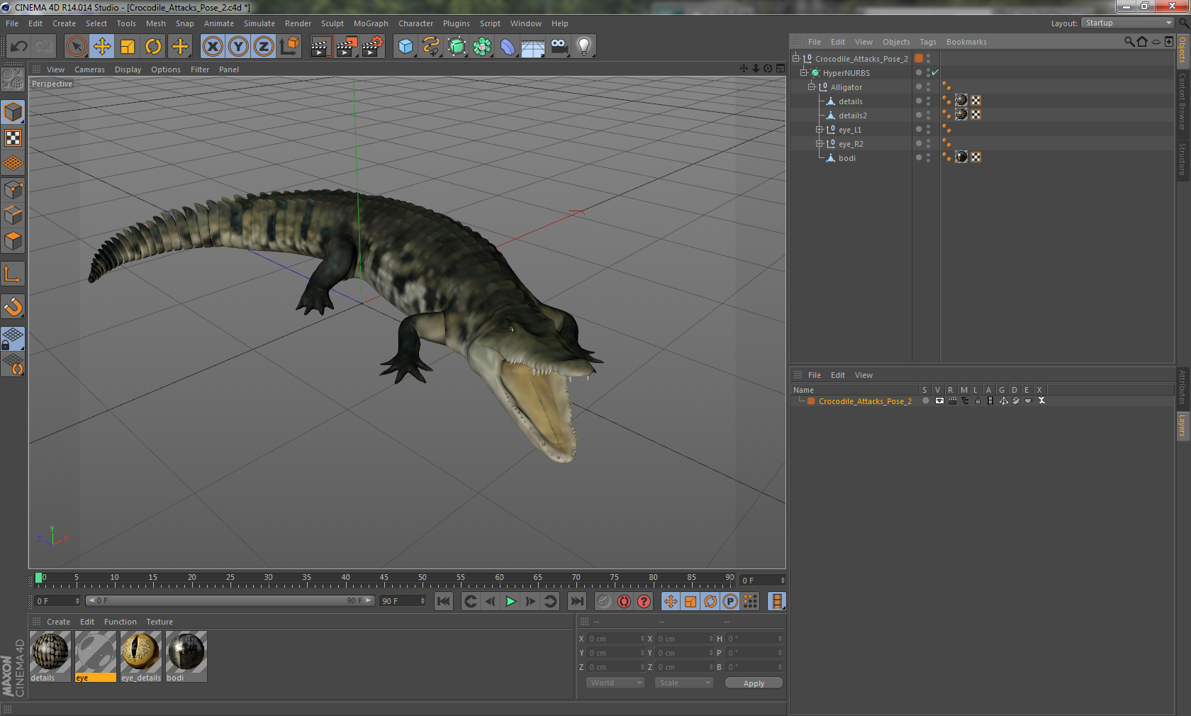 Crocodile Attacks Pose 2 3D model