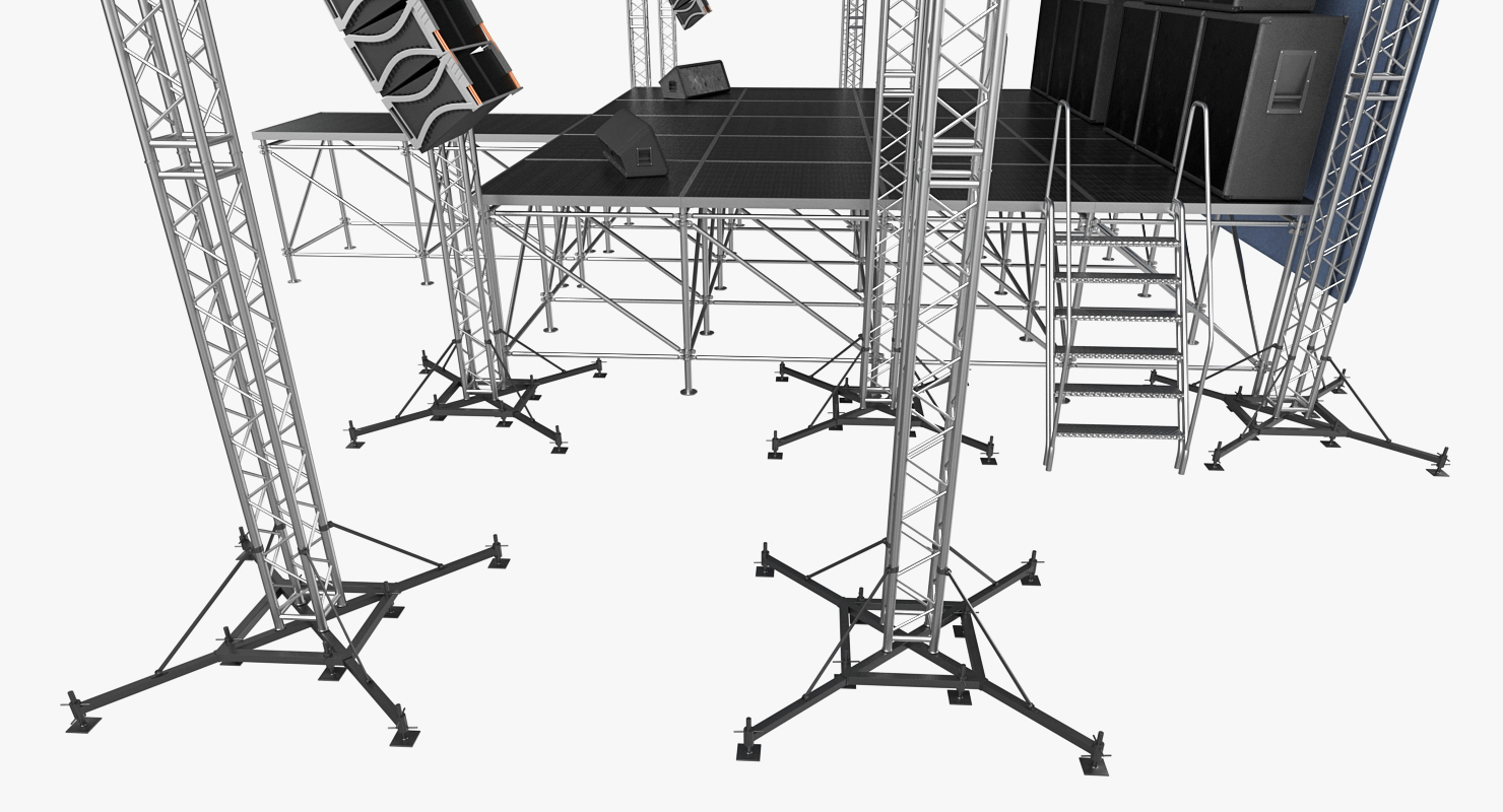 3D Outdoor Concert Stage with Equipment
