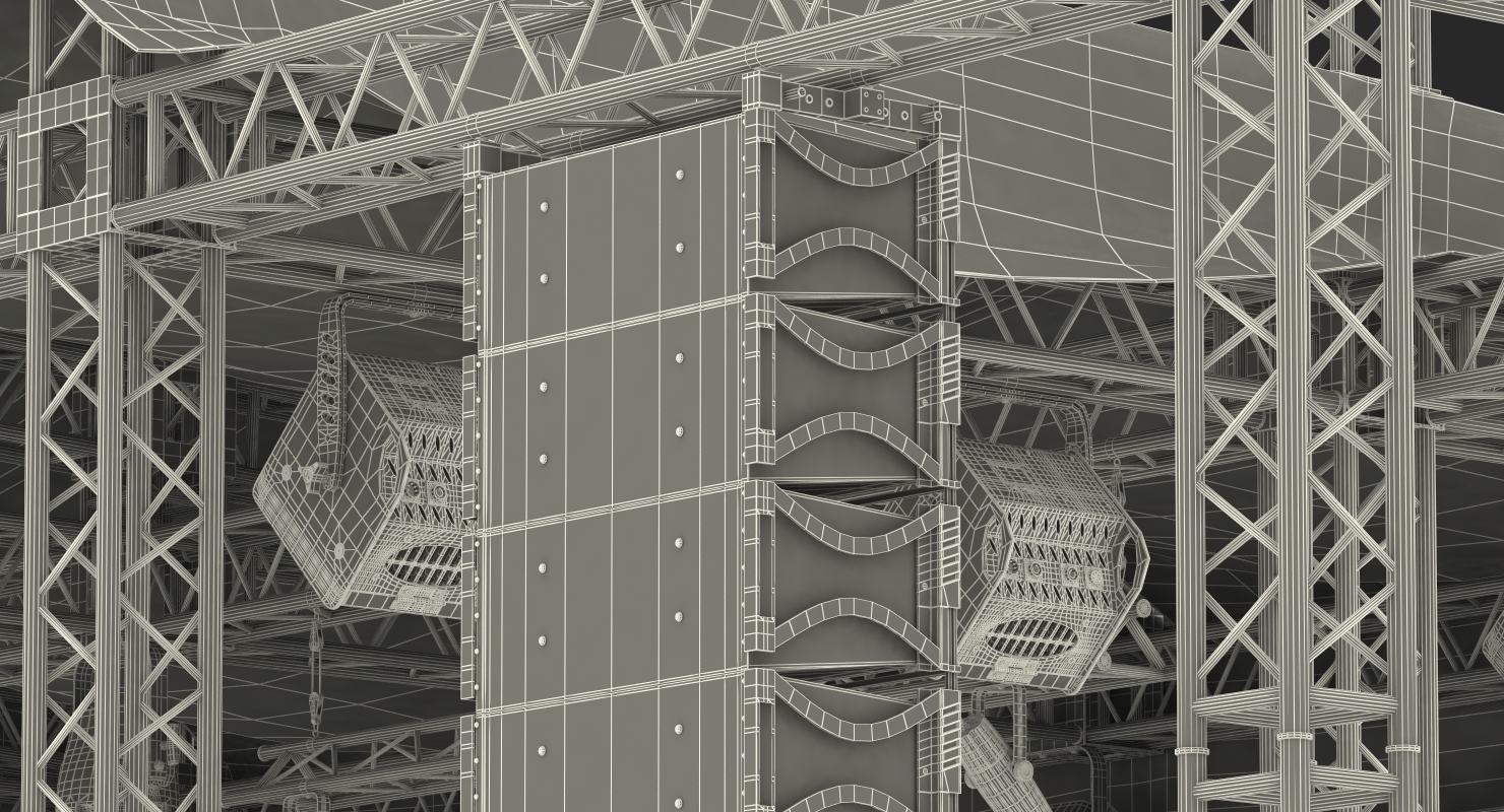 3D Outdoor Concert Stage with Equipment