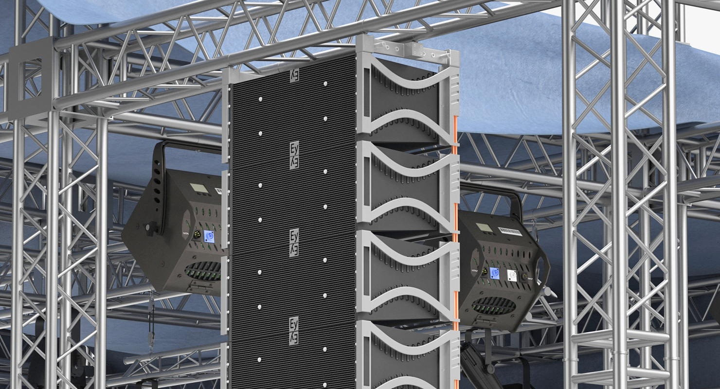3D Outdoor Concert Stage with Equipment