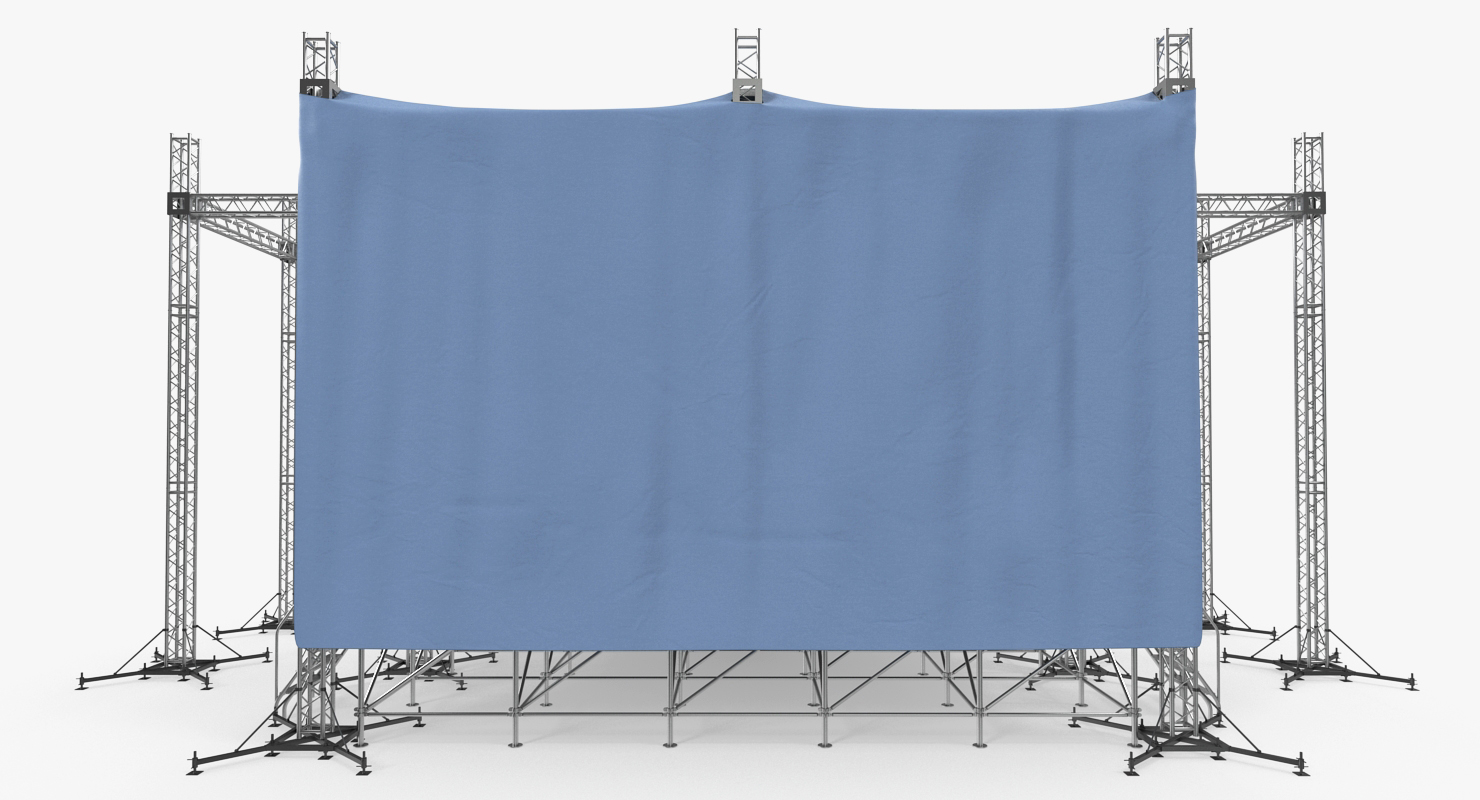 3D Outdoor Concert Stage with Equipment