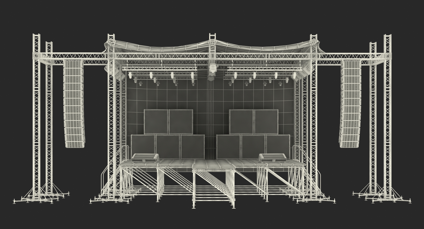 3D Outdoor Concert Stage with Equipment