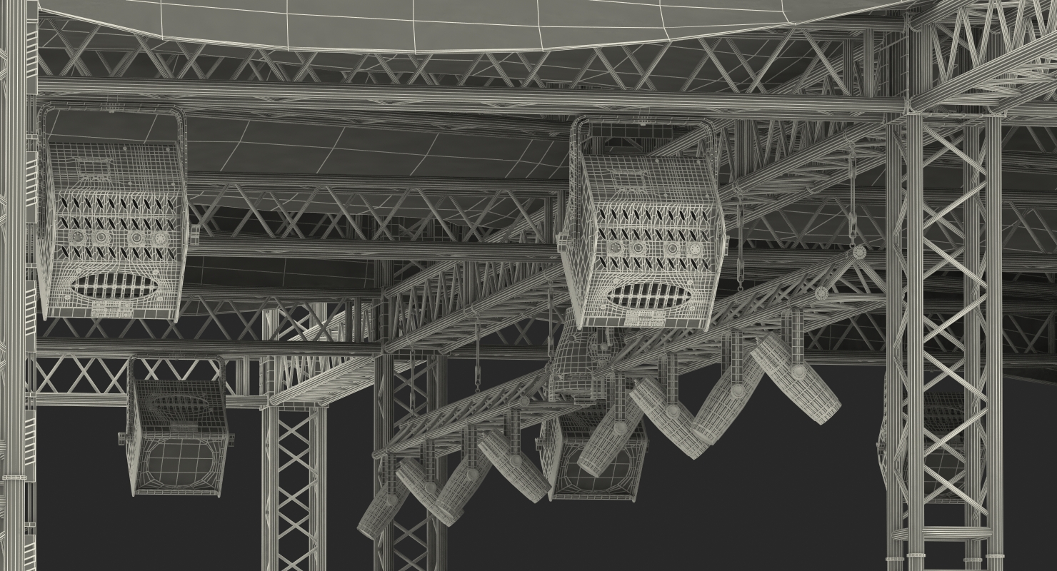 3D Outdoor Concert Stage with Equipment
