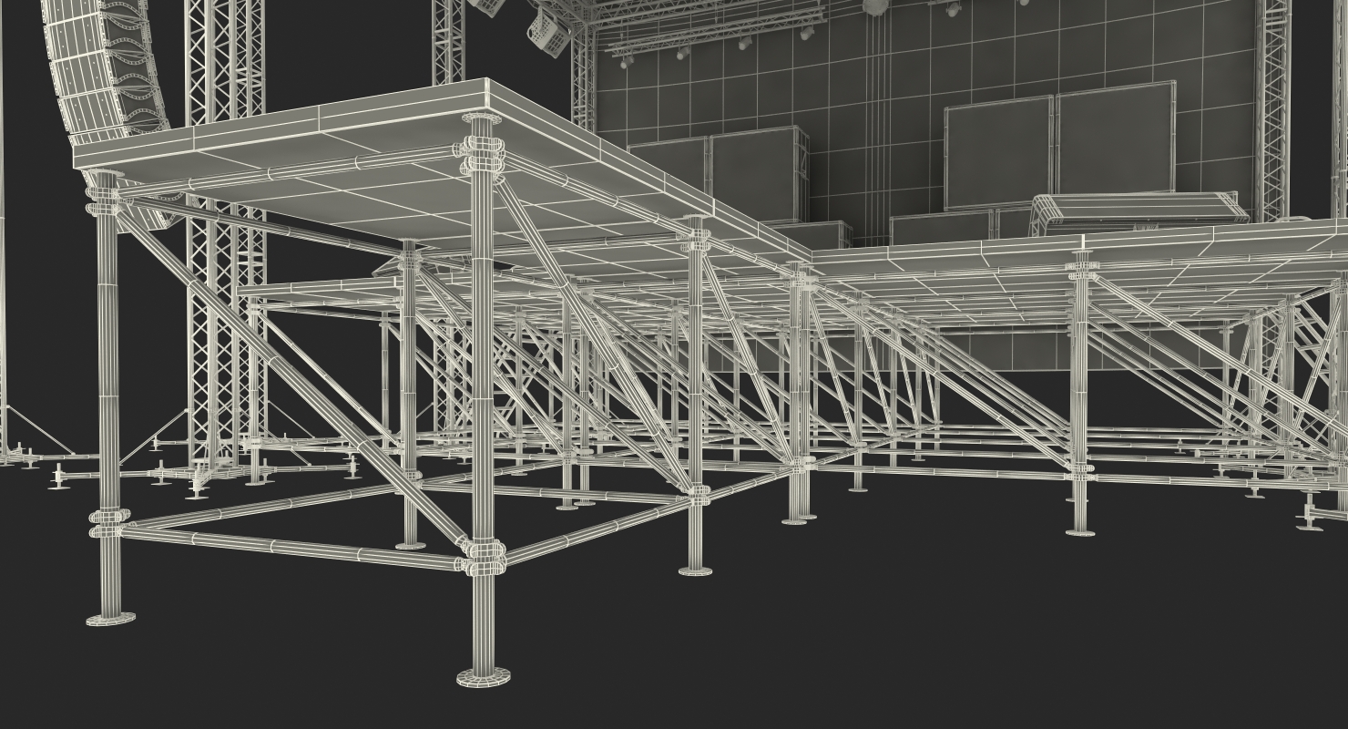3D Outdoor Concert Stage with Equipment