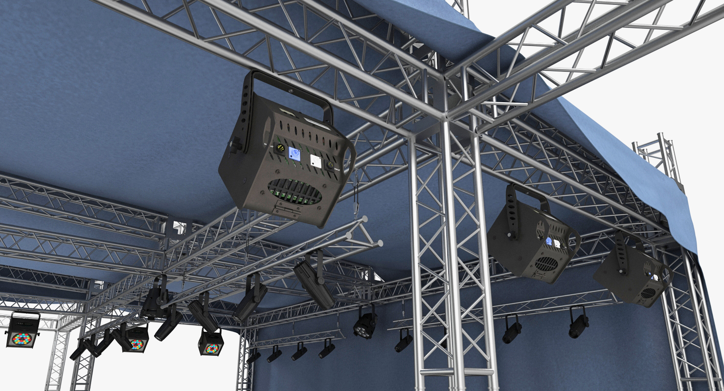 3D Outdoor Concert Stage with Equipment
