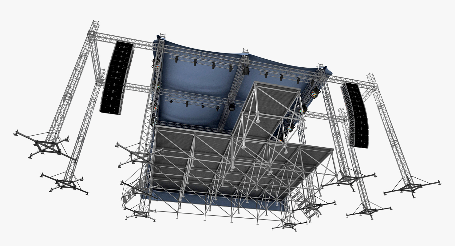 3D Outdoor Concert Stage with Equipment