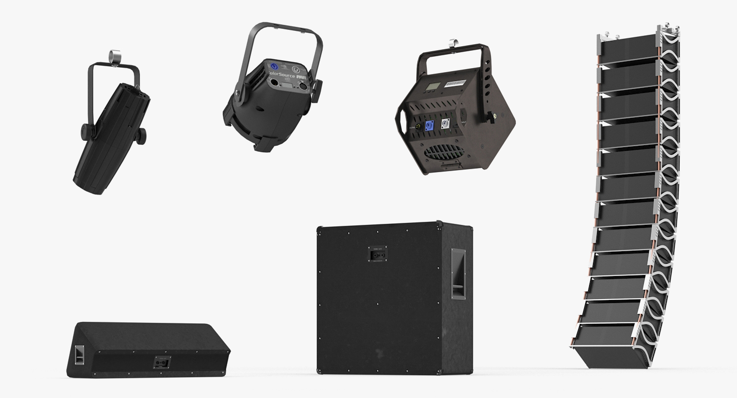 3D Outdoor Concert Stage with Equipment