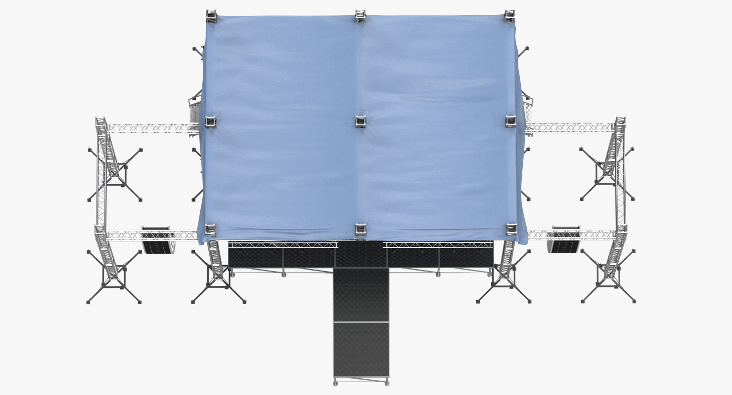 3D Outdoor Concert Stage with Equipment