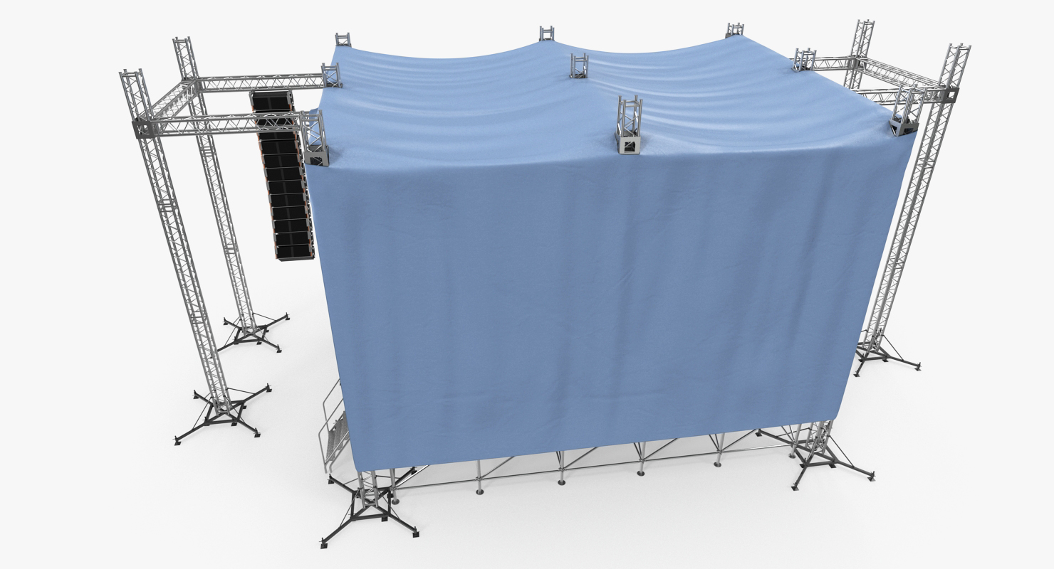 3D Outdoor Concert Stage with Equipment