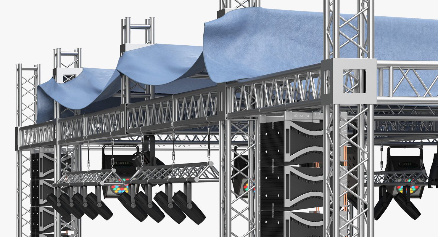 3D Outdoor Concert Stage with Equipment
