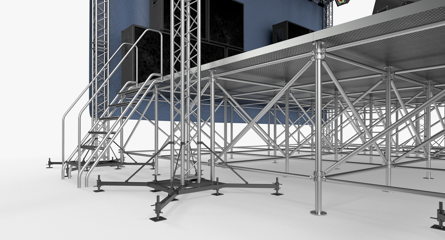 3D Outdoor Concert Stage with Equipment