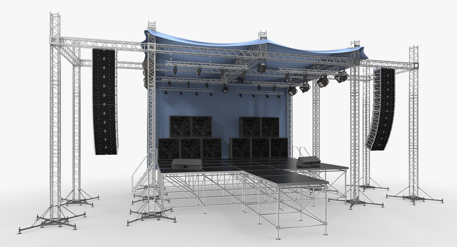 3D Outdoor Concert Stage with Equipment