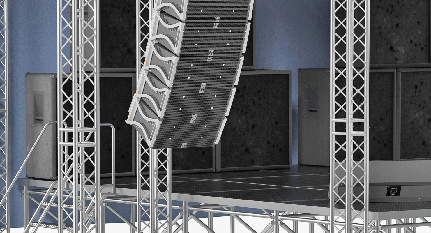 3D Outdoor Concert Stage with Equipment