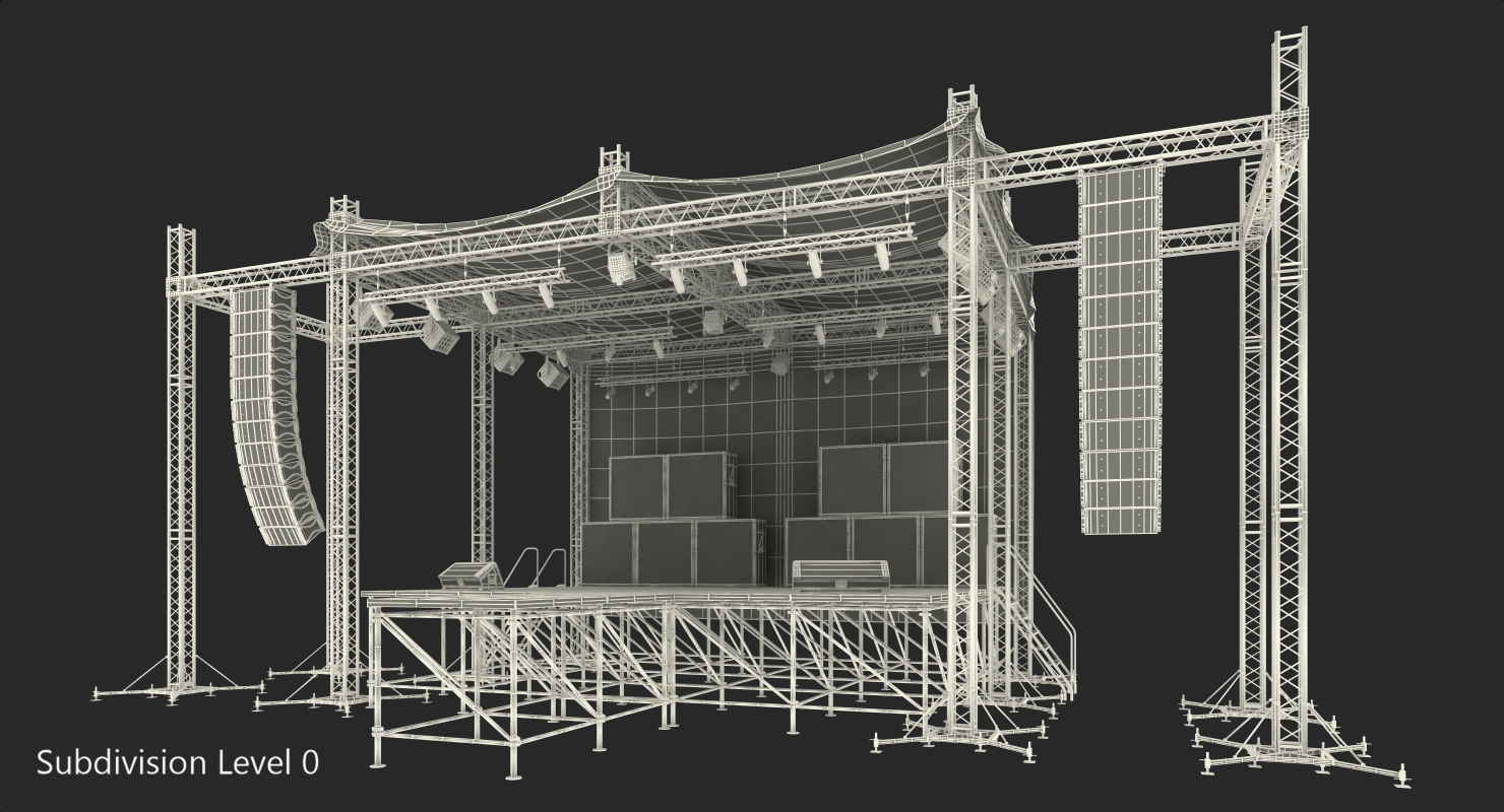 3D Outdoor Concert Stage with Equipment