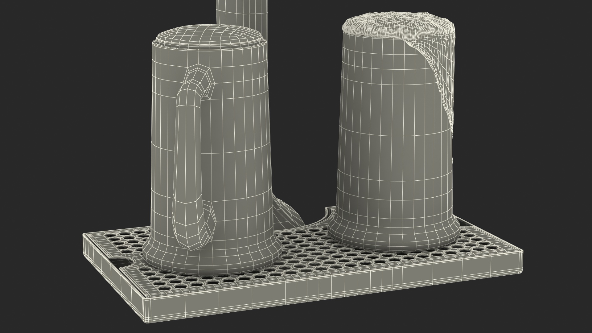 3D Double Tap Brass Draft Beer Tower with Beer Mugs model