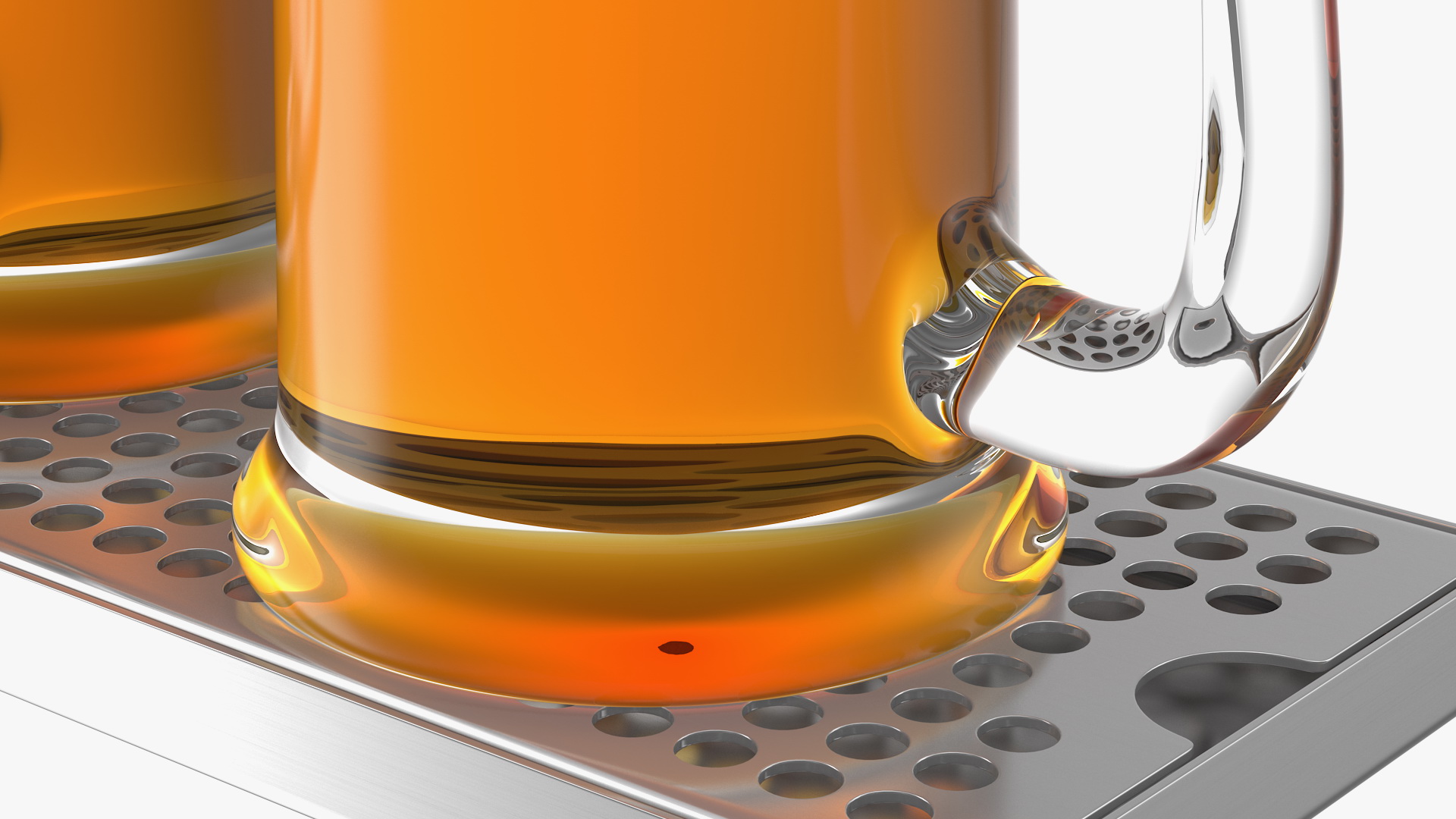 3D Double Tap Brass Draft Beer Tower with Beer Mugs model