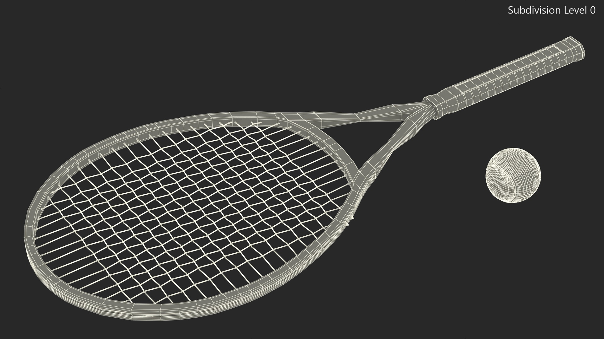 3D model Black Tennis Racket and Tennis Ball
