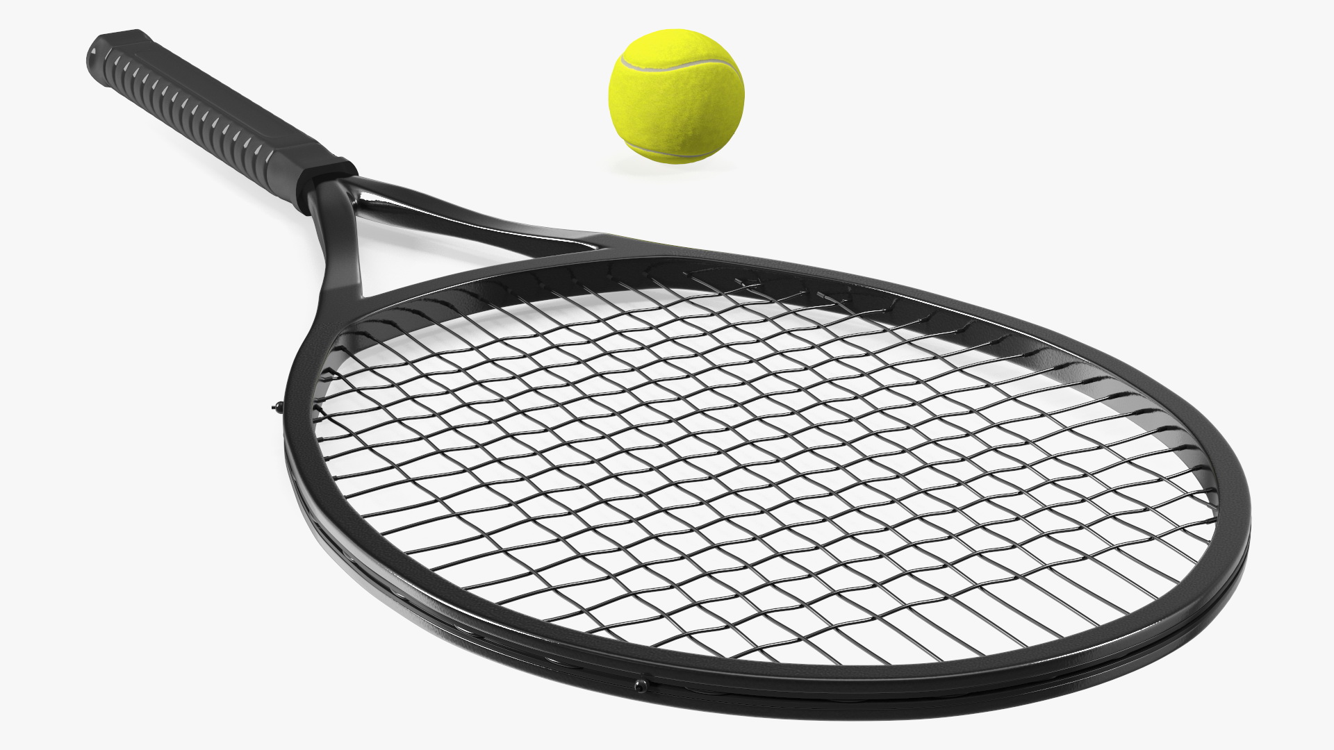 3D model Black Tennis Racket and Tennis Ball