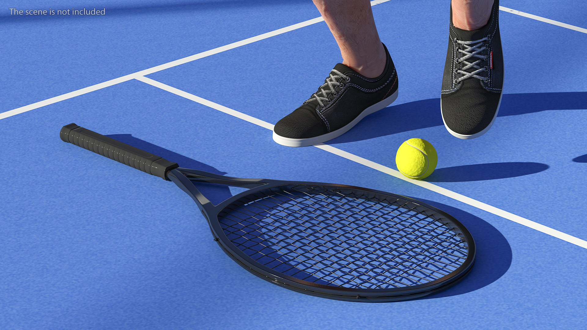 3D model Black Tennis Racket and Tennis Ball