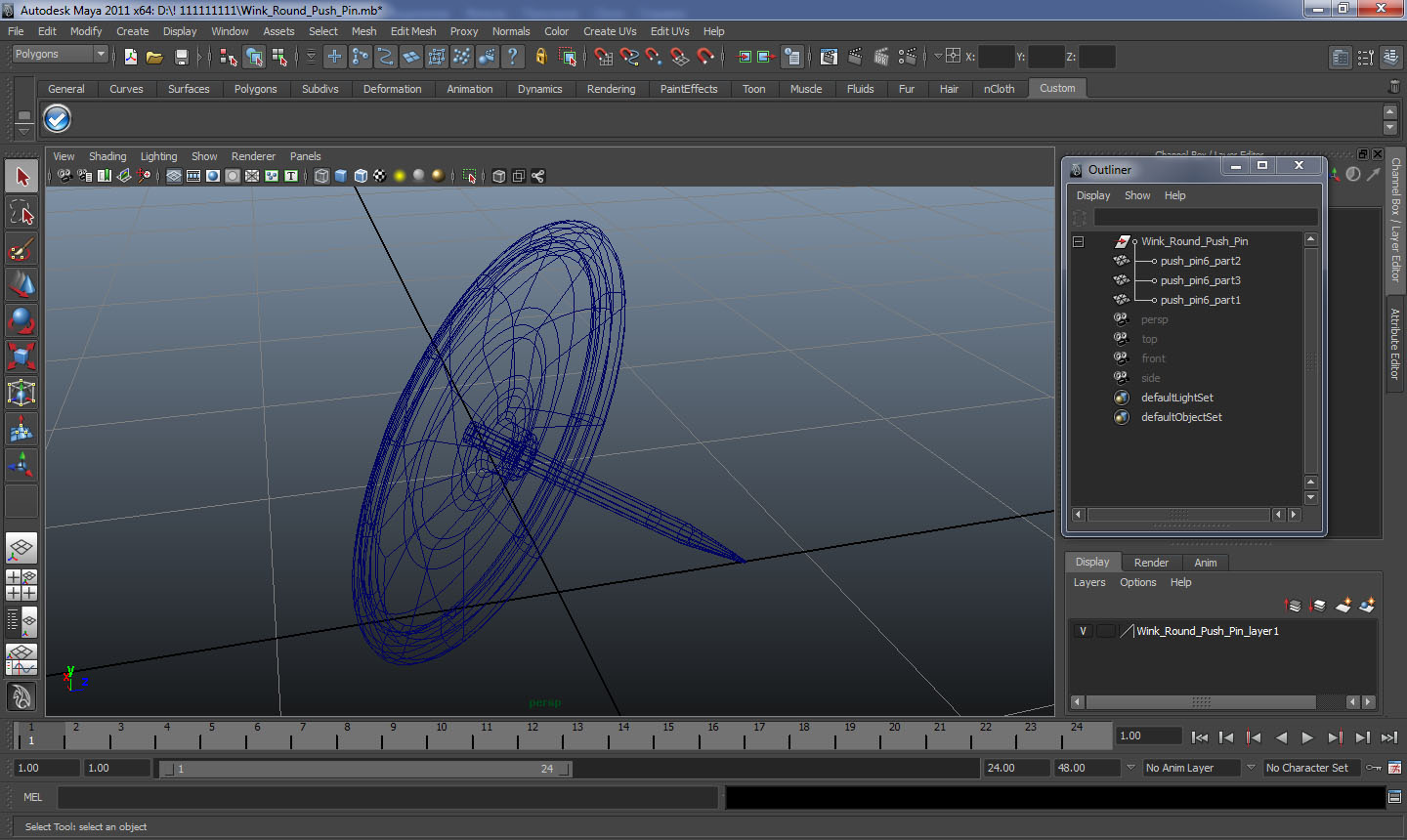Wink Round Push Pin 3D model