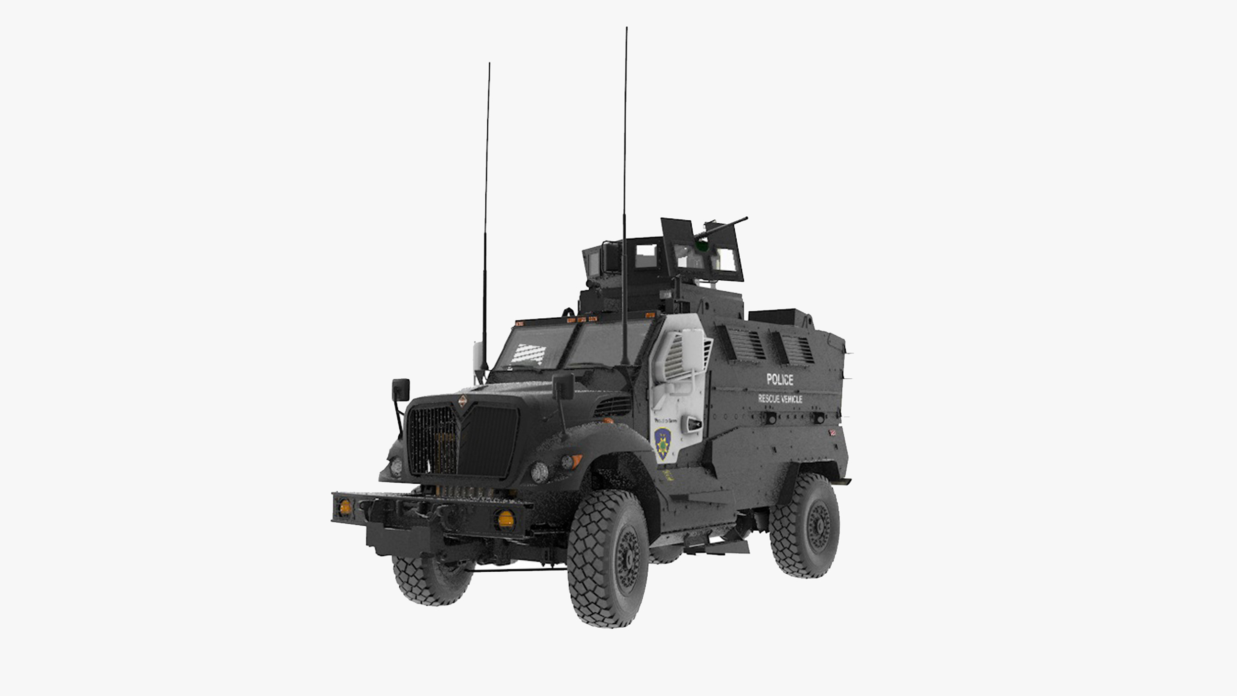 Police Vehicle MRAP International MaxxPro Rigged for Cinema 4D 3D
