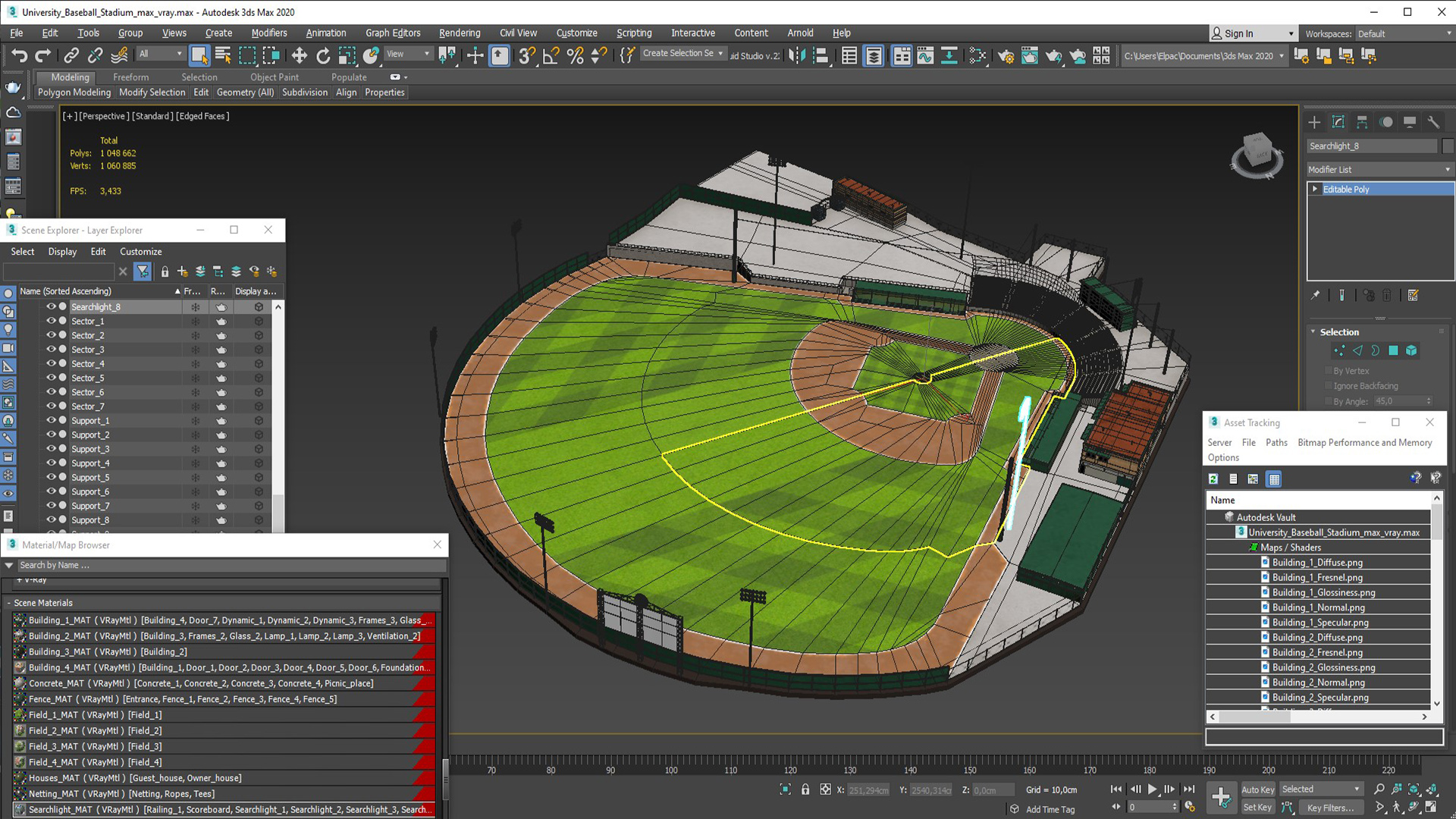 University Baseball Stadium 3D