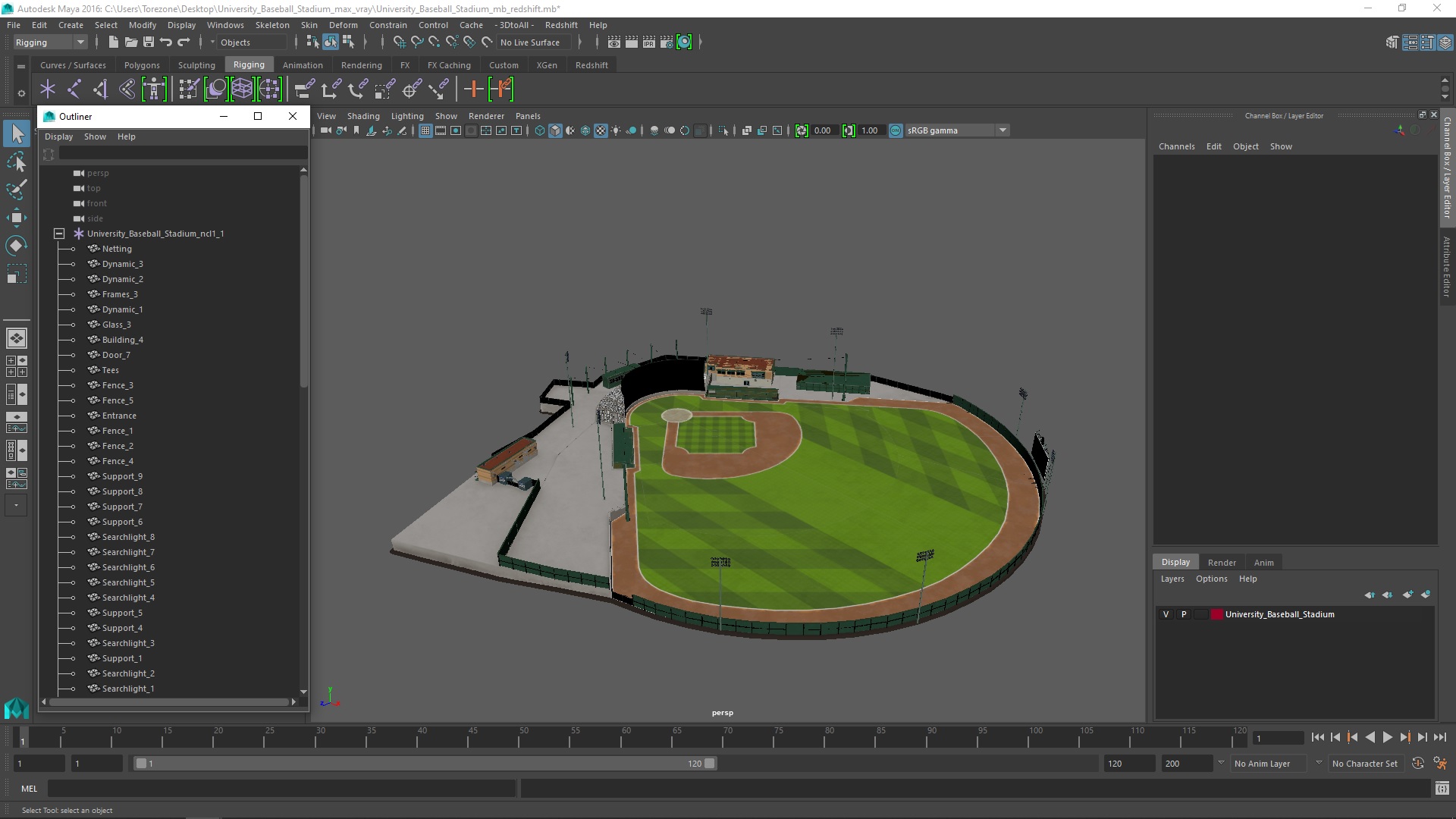 University Baseball Stadium 3D