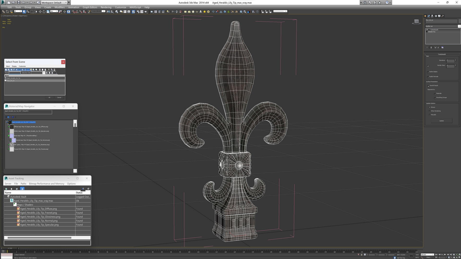 Aged Heraldic Lily Tip 3D
