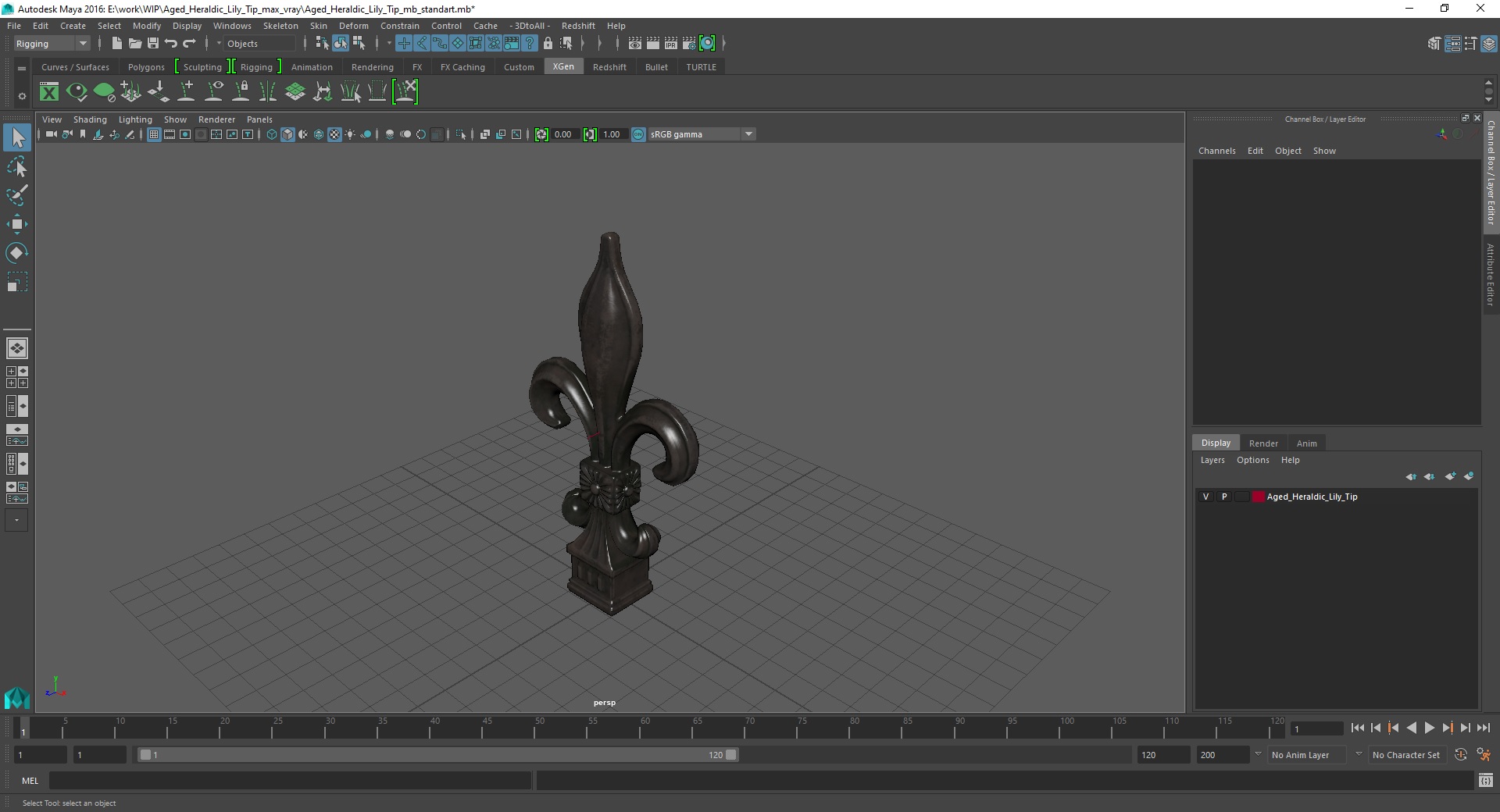 Aged Heraldic Lily Tip 3D