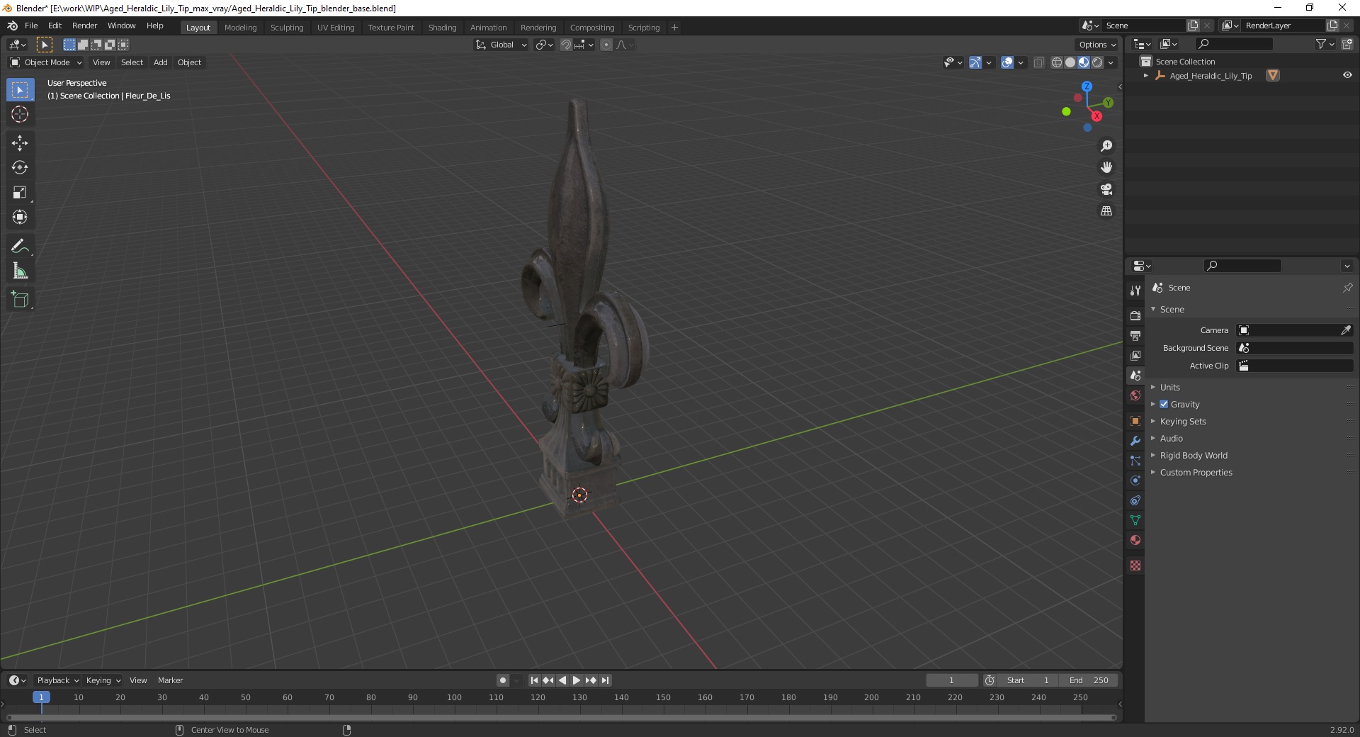 Aged Heraldic Lily Tip 3D