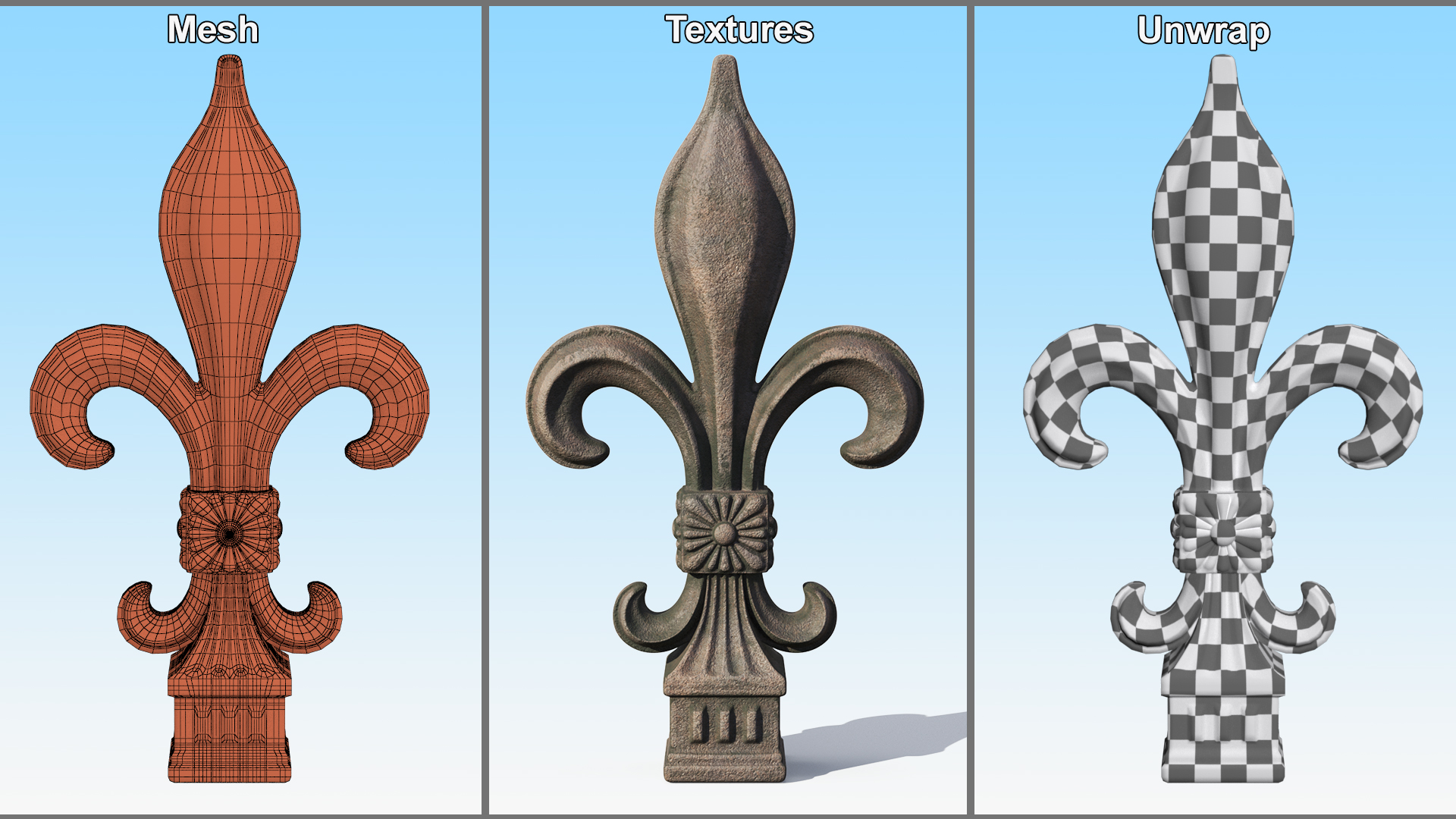 Aged Heraldic Lily Tip 3D