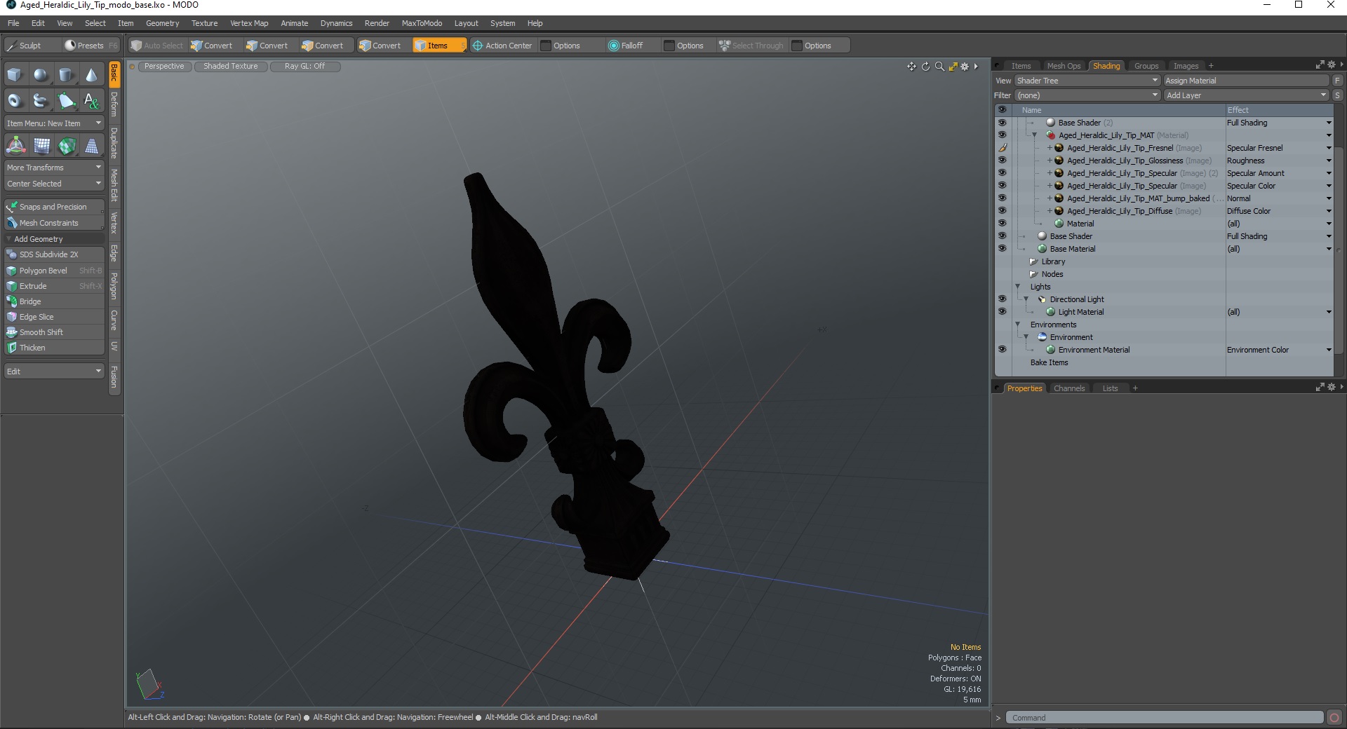 Aged Heraldic Lily Tip 3D
