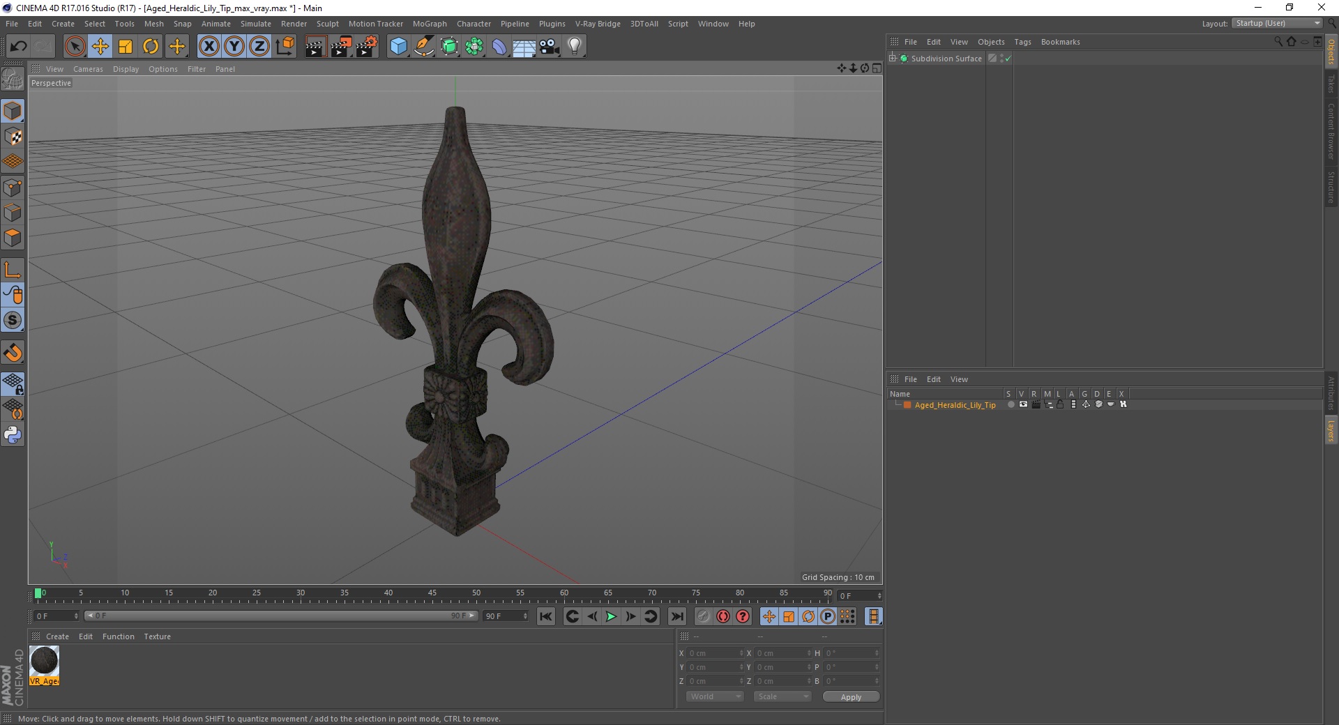 Aged Heraldic Lily Tip 3D