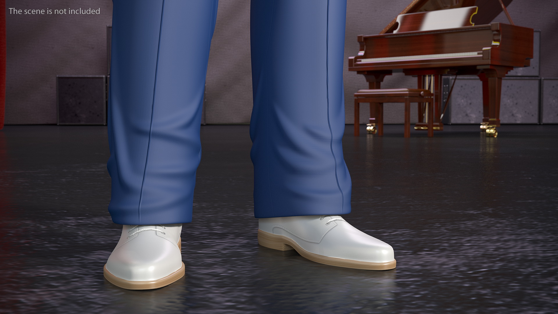 3D Elderly Man Leisure Suit Standing Pose model
