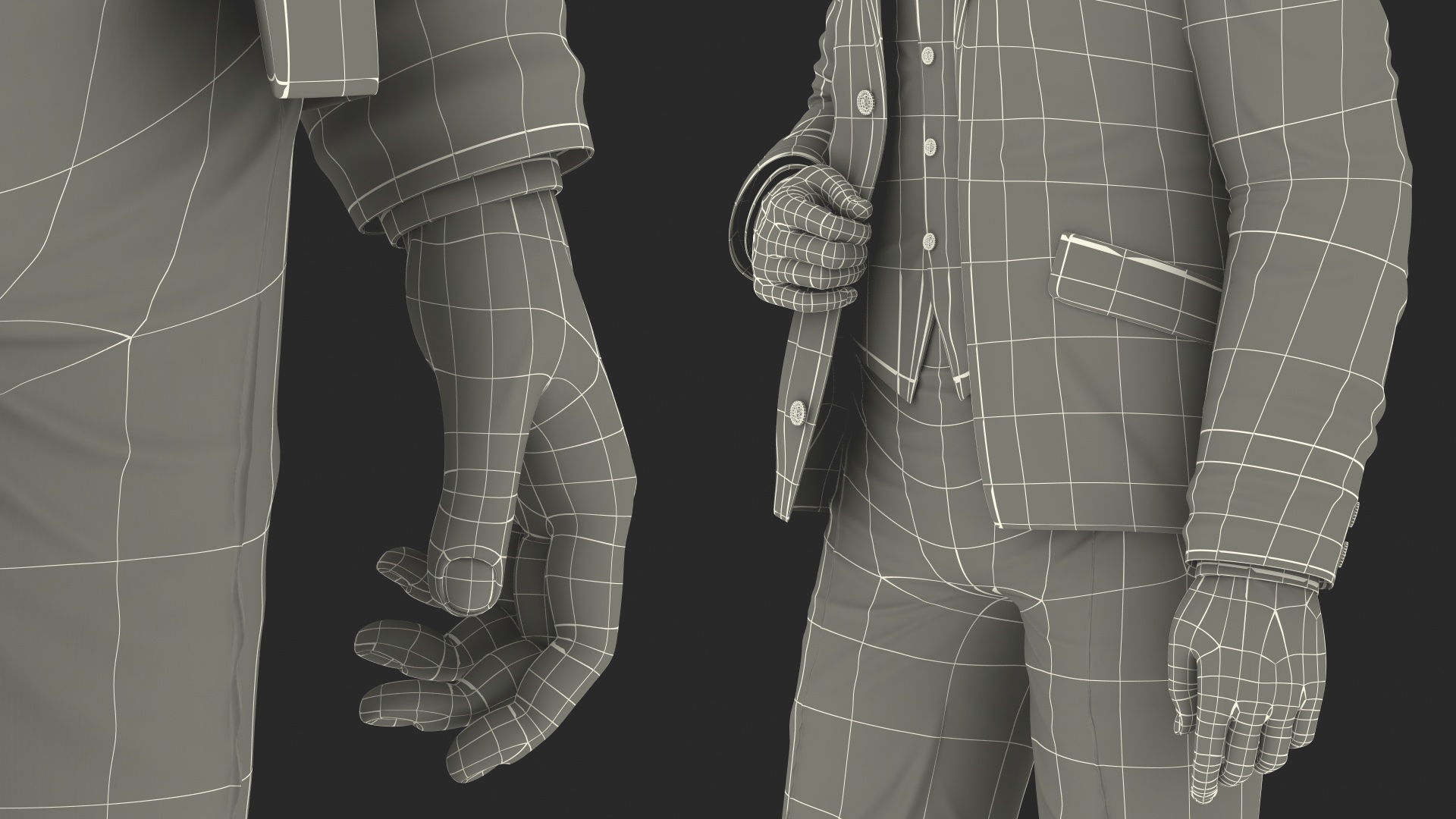 3D Elderly Man Leisure Suit Standing Pose model