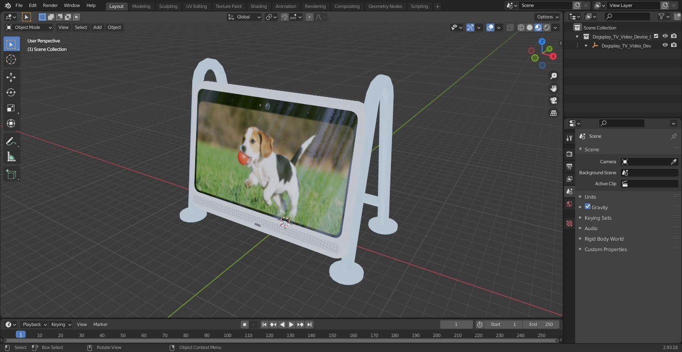 3D Dogsplay TV Video Device On State model
