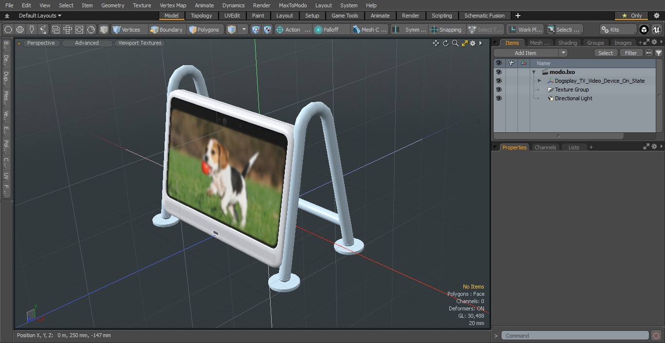 3D Dogsplay TV Video Device On State model