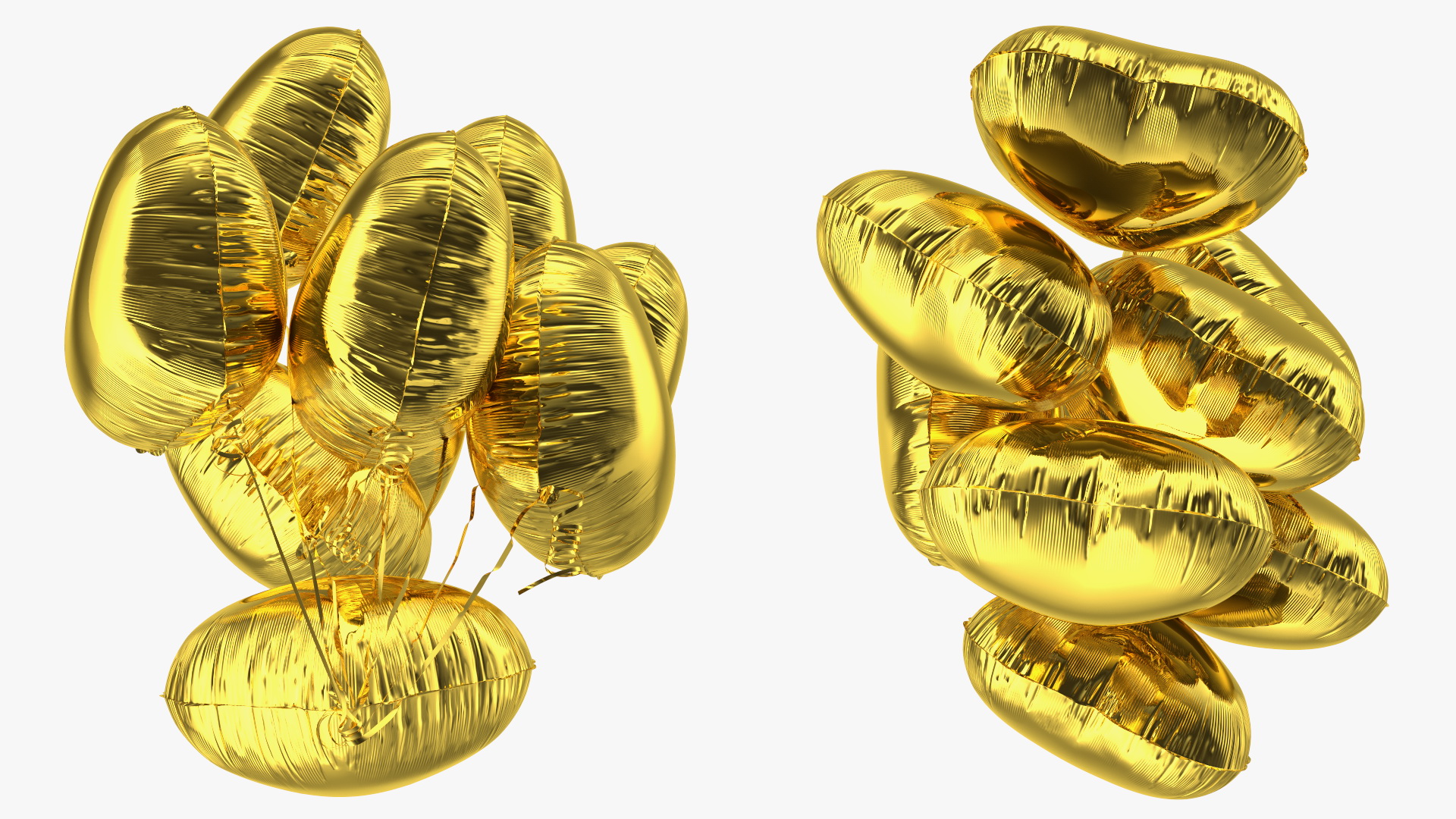 3D model Helium Gold Heart Shape Balloons Bouquet