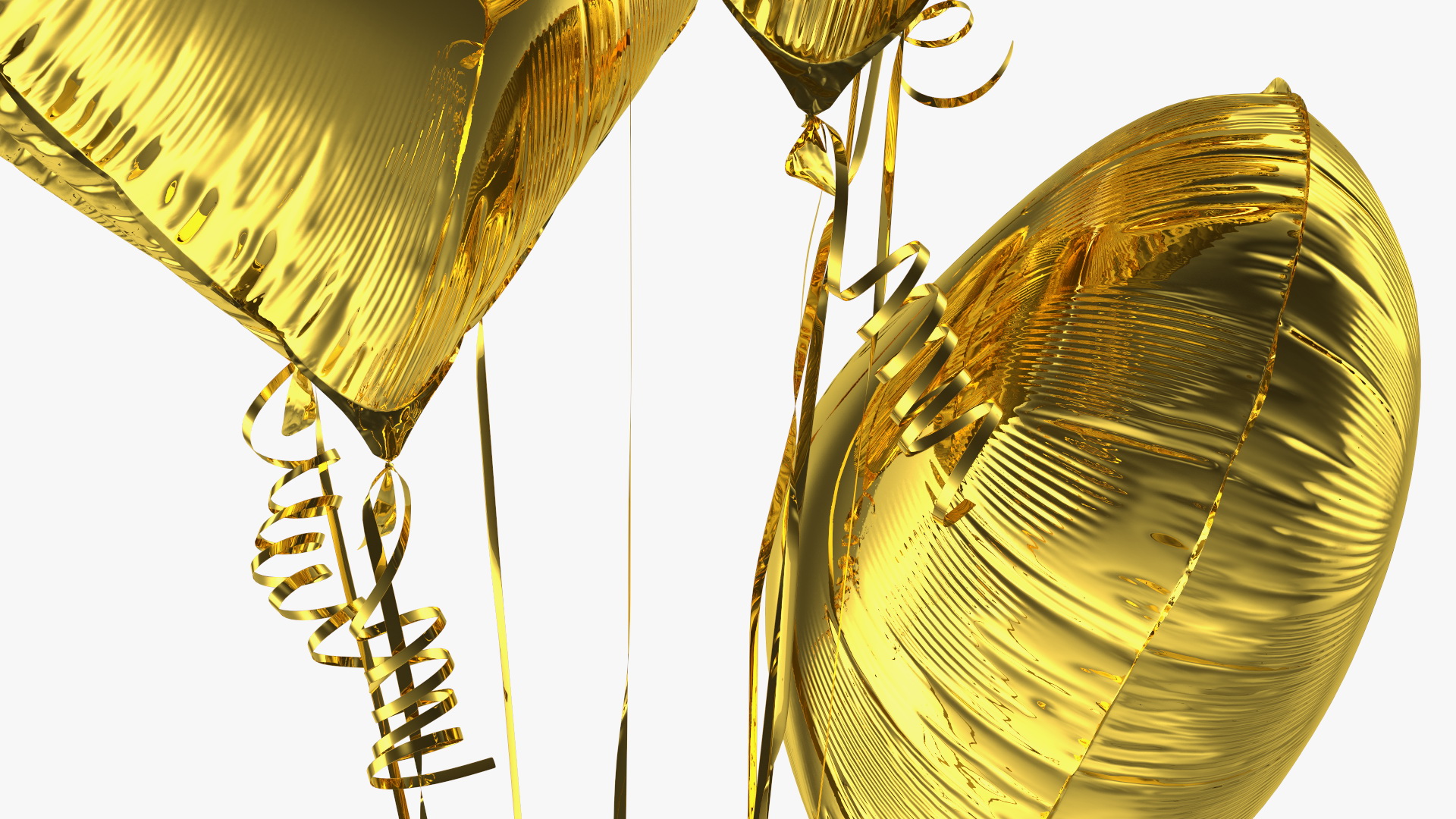 3D model Helium Gold Heart Shape Balloons Bouquet