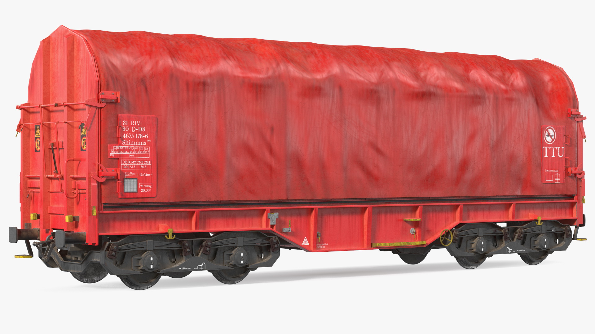 DB Cargo Coil Transporter Tarpaulin Freight Wagon Closed Dirty 3D
