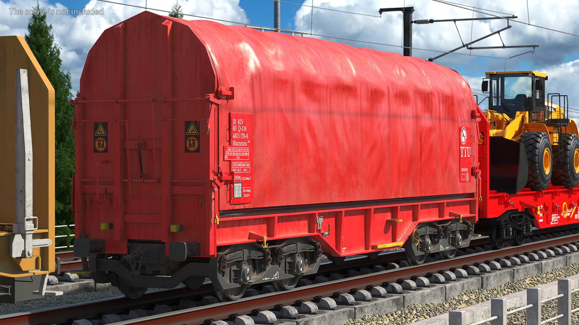 DB Cargo Coil Transporter Tarpaulin Freight Wagon Closed Dirty 3D