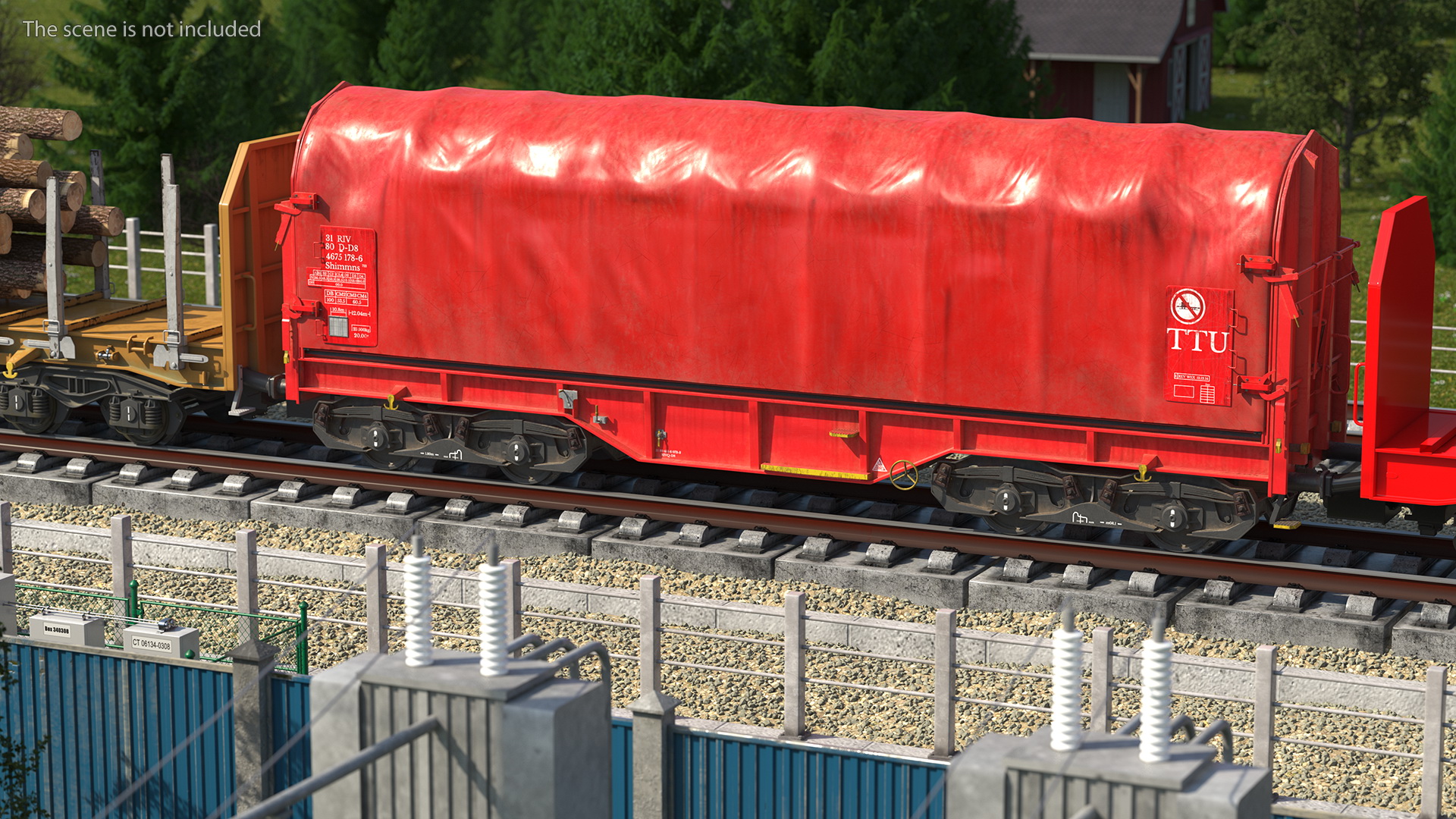 DB Cargo Coil Transporter Tarpaulin Freight Wagon Closed Dirty 3D